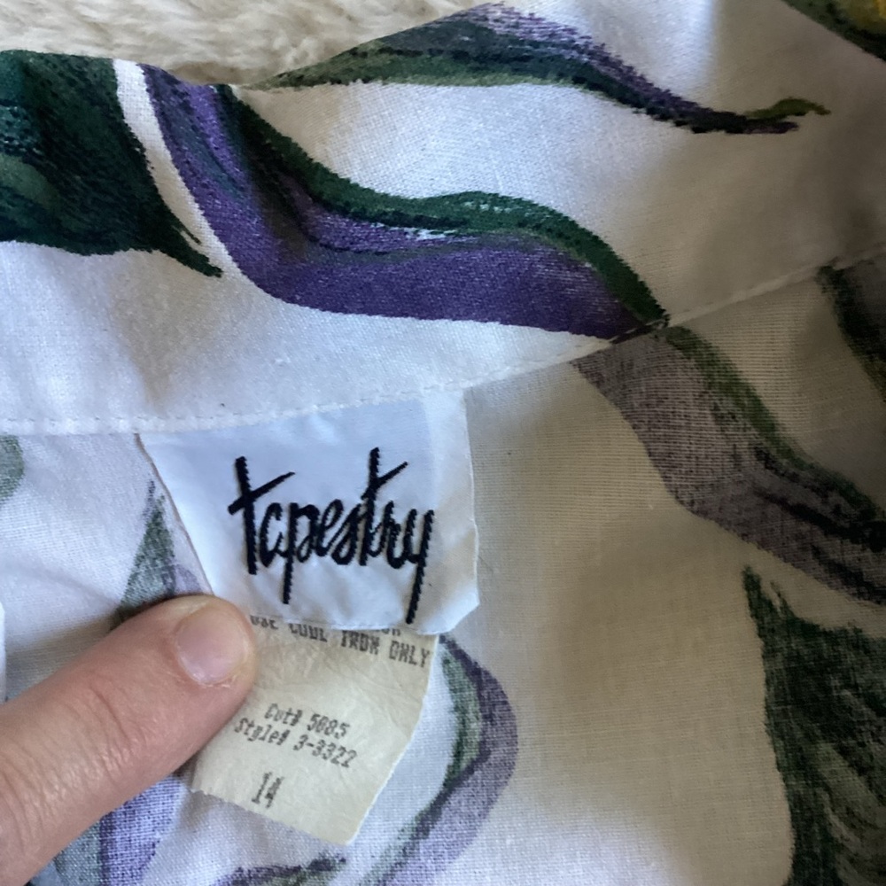 Vintage Tapestry Tropical Floral Dress – Size 14 – Made in USA - Picture 4 of 8